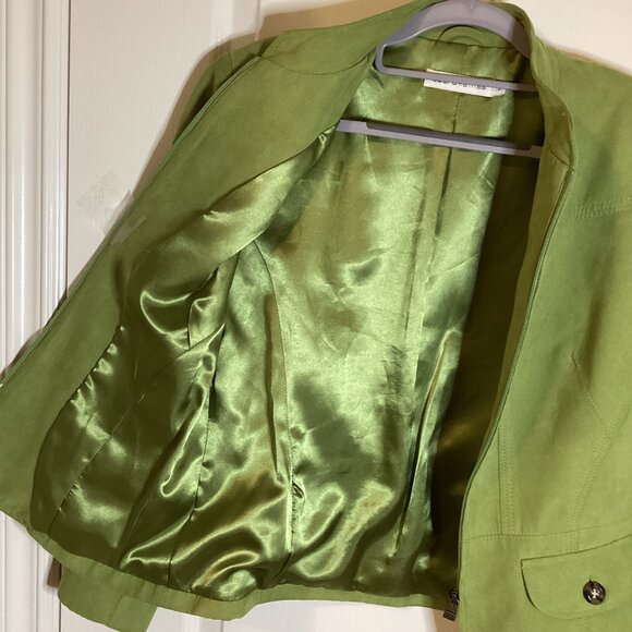 Laura Petites Women's Faux Suede Green Jacket Blazer Size 6 Lined Office Casual - Picture 5 of 9